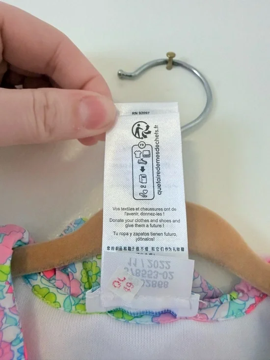 Jacadi Paris Baby Girl 3mo Pale Pink Velour Footed Onsie Floral Ruffle Collar - Picture 8 of 11